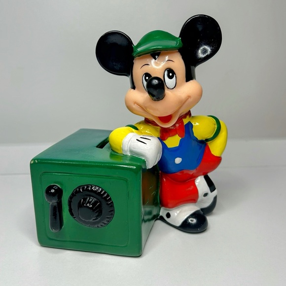 Vintage 1980s Disney Mickey Mouse Piggy Bank Money Safe - Picture 2 of 9